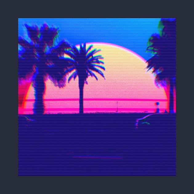 retrowave palms sunset by lofi_retrowave