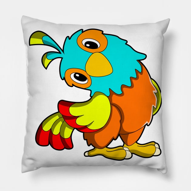 Parrot with orange Beak Pillow by Markus Schnabel