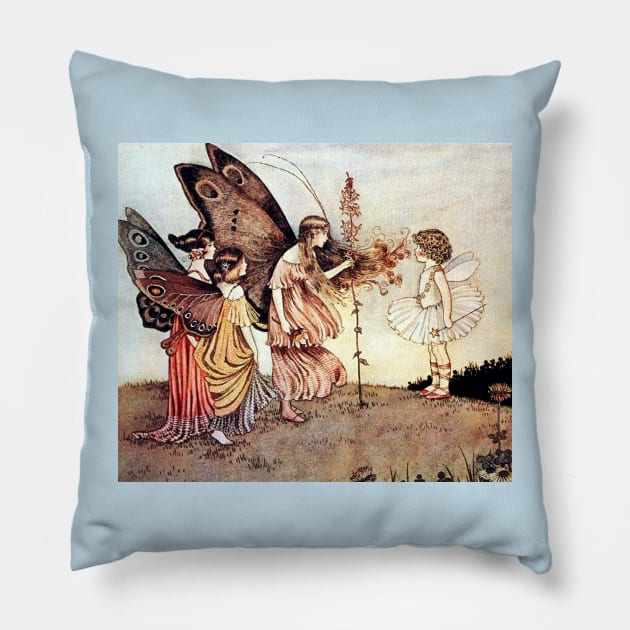 The Fairy Queen Asks for Help - Ida Rentoul Outhwaite Pillow by forgottenbeauty