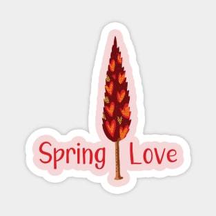 Spring Love - Bright Red Color Tree Illustration GC-106-04 Magnet