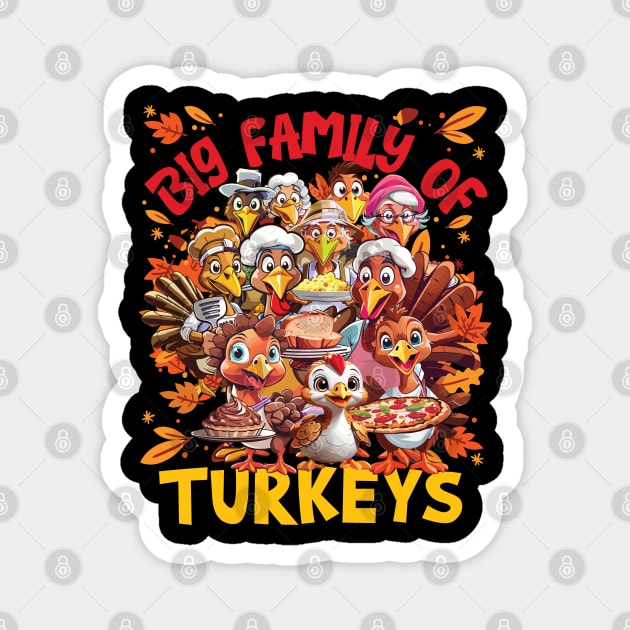 Big Family of Turkeys Magnet by Graphic Duster