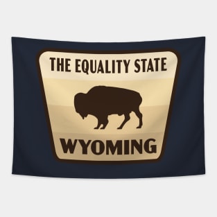 The Equality State Wyoming Retro Buffalo Badge (Tan) Tapestry