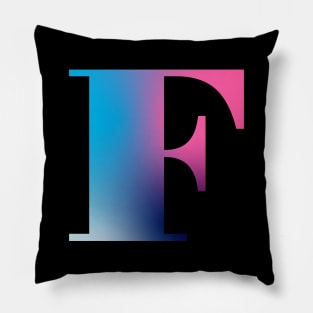 Capital Letter F Monogram Gradient Pink Blue White Pillow