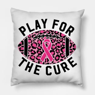 Play For A Cure Football Breast Cancer Awareness Support Leopard Print Sport Pillow