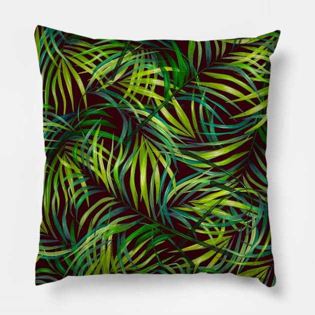 Colorful Tropical Fronds Pillow by StudioGrafiikka