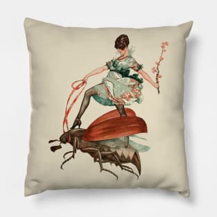 Flying High, Vintage Surreal Illustration Pillow