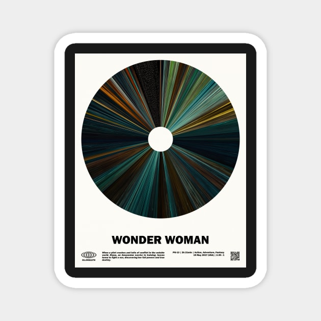 minimal_Wonder_woman Warp Barcode Movie Magnet by silver-light