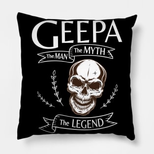 Geepa The Man The Myth The Legend Happy Father Halloween Day Skeleton Lover Fans Pillow