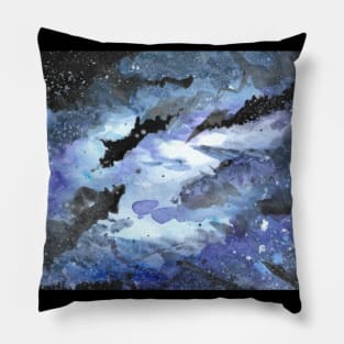 Watercolour galaxy landscape painting - astronomy inspired fine art Pillow