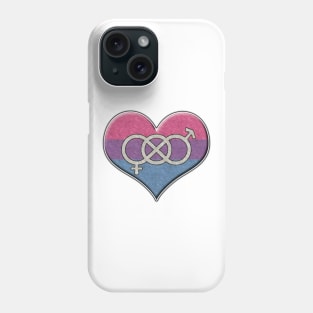 Large Bisexual Pride Flag Colored Heart with Gender Knot Symbol Phone Case