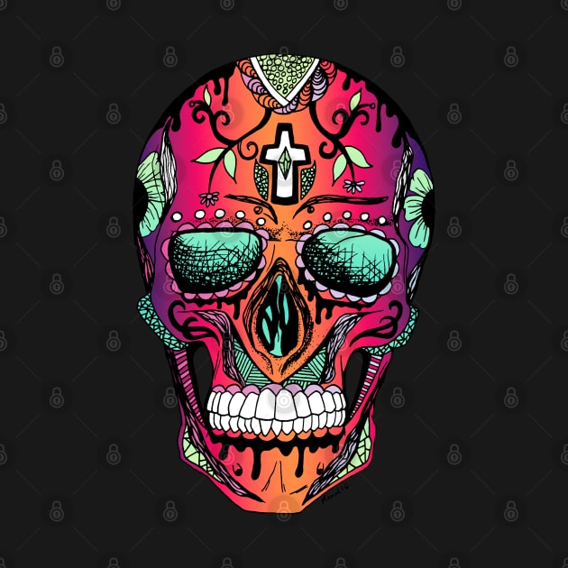 Blue Red Blend Los Muertos Skull by kenallouis