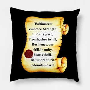 BALTIMORE POEM FROM THE CITY DESIGN Pillow