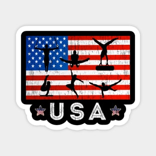 Patriotic Sports Gift American USA Flag Boys & Girls Gymnastics Magnet