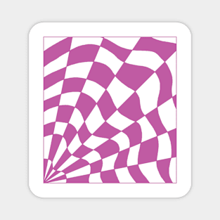 Geometric pink checkered spider web design Magnet