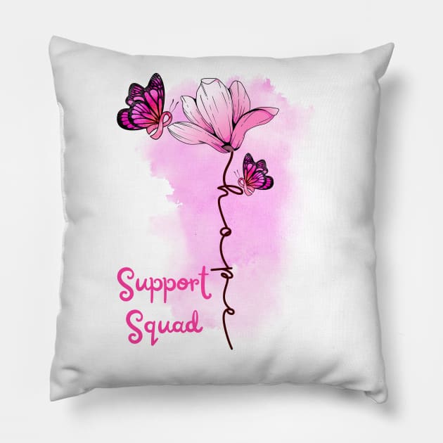 Support Squad Breast Cancer Awareness Pillow by Myartstor 