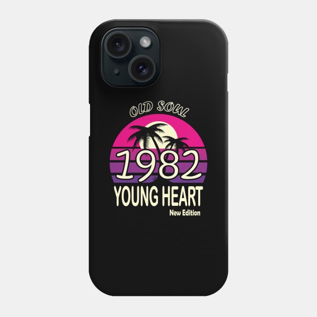 1982 Birthday Gift Old Soul Young Heart Phone Case by VecTikSam