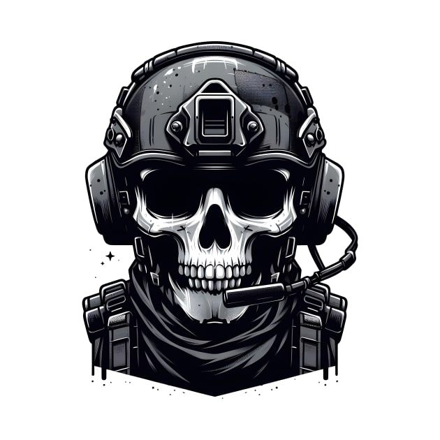 Tactical Skull Dominance Tee: Where Strength Meets Edgy Elegance by Rawlifegraphic