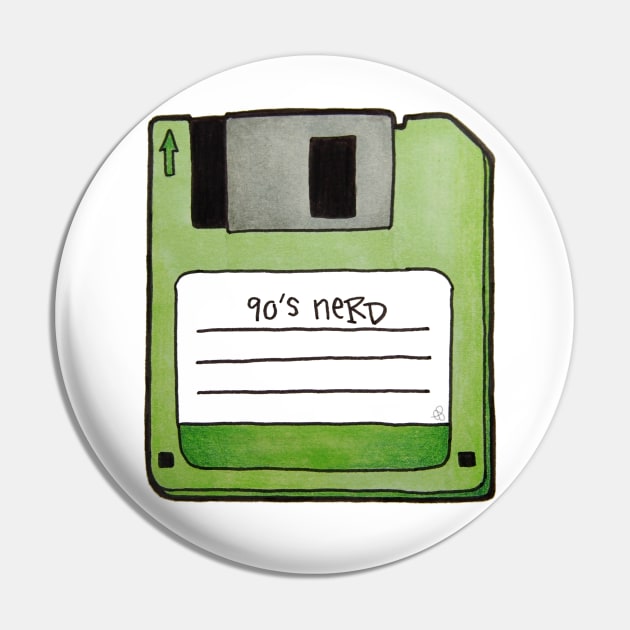 90's Nerd, Colorful - Retro Floppy Disc Drawing Pin by Elinaana