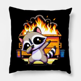 Dabbing Raccoon and Dumpster Fire Pillow