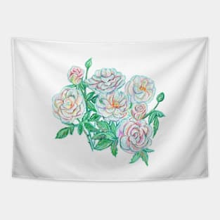 White roses pastel artwork Tapestry