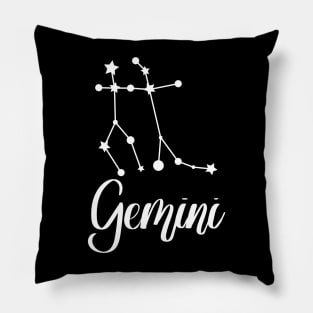 Gemini Zodiac Constellation in White Pillow