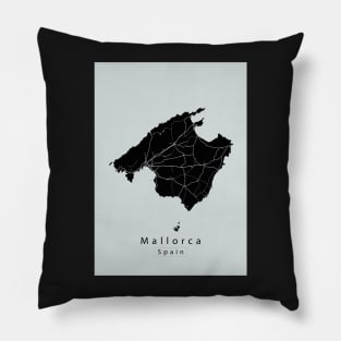 Mallorca Spain Island Map dark Pillow
