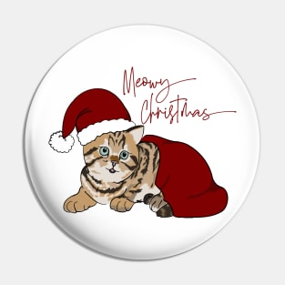 Cute Christmas Kitten in Santa Hat Pin