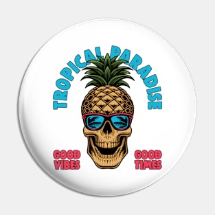 Pineapple Skull Aloha Beaches Hawaiian Summer Pin