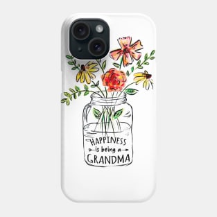 Womens Happiness Is Being Grandma Life - Flower Art-Grandma Tee Phone Case