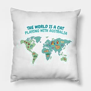 Cat playing with australia Pillow