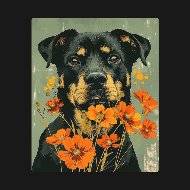 Rottweiler dog Flowers Photo Art Design For Dog Onwer by karishmamakeia