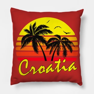 Croatia Retro Sunset Pillow