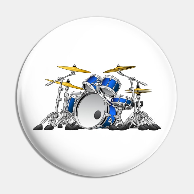 5 Piece Drum Set Cartoon Pin by hobrath