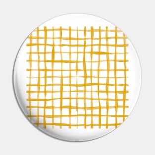 Loose Weave Hand Painted Check Pattern in Mustard Yellow and White Pin