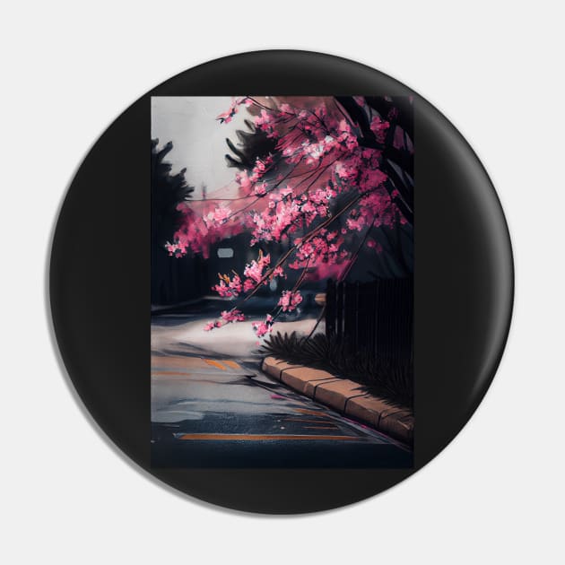 Whispering Blossoms: Cherry Tree by the Road Pin by simonrudd