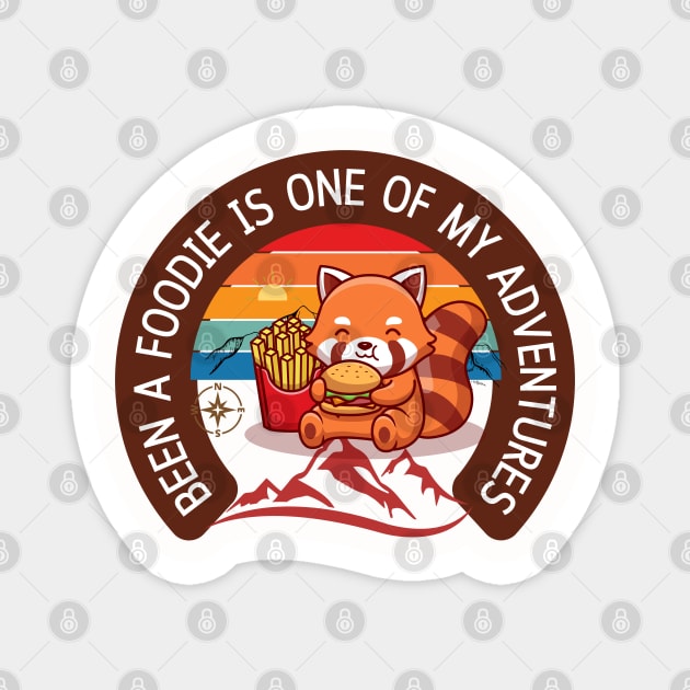 Red Panda Bear Foodaholic Eating Fries and Burger Magnet by Praizes