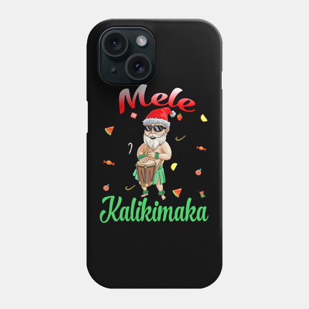 Mele Kalikimaka Christmas Santa Shaka Hawaii Phone Case by intelus