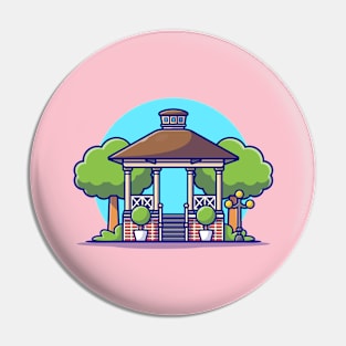 City Park Gazebo Cartoon Vector Icon Illustration Pin