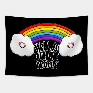 Hell Is Other People - Nihilist 80s Rainbow Graphic Design Tapestry