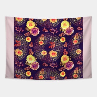 Spring Mandalas and Roses Bright Garden Tapestry