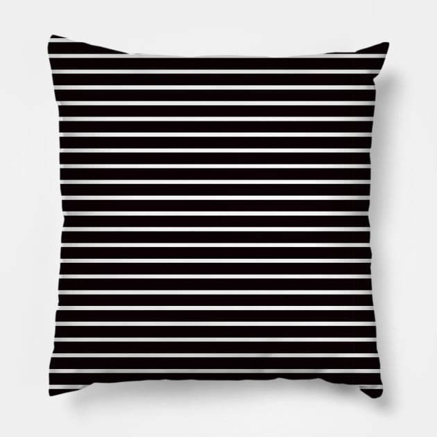 Black and White Thin Horizontal Striped Lines Pillow by squeakyricardo