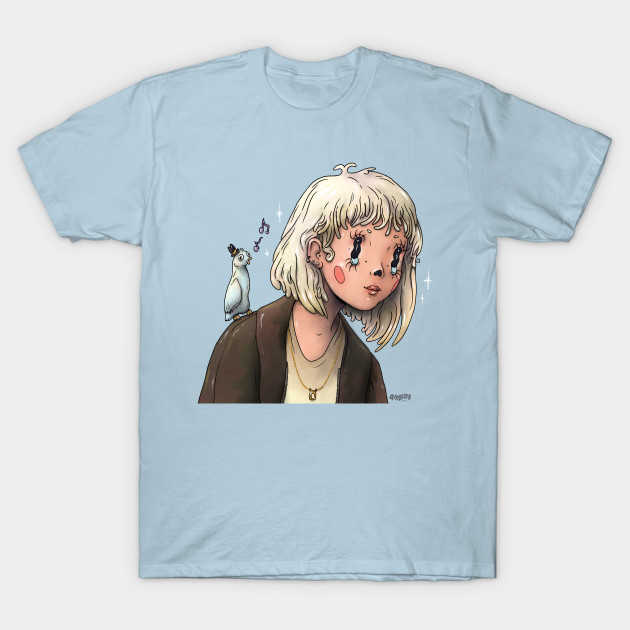 Discover Indie Girl and her Tiny-Hat Bird - Hipster Girl - T-Shirt