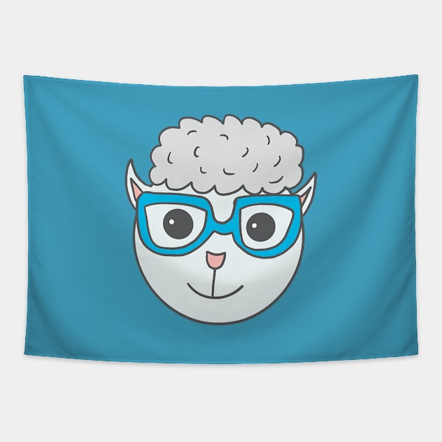 Lamb wearing Glasses Tapestry by Geometrico22