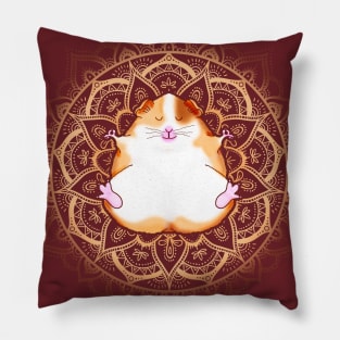 Zen Guinea Pig Meditating Mandala Pillow