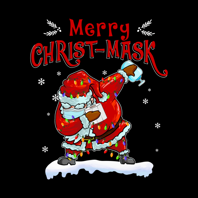 funny dabbing Santa merry Christ mask Christmas shirt | funny Christmas Santa wears mask shirt by TeesCircle