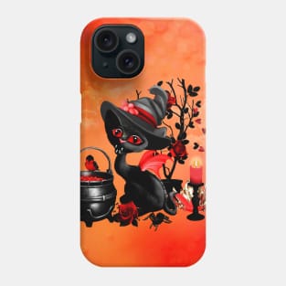 Cute little dark cat, halloween time Phone Case