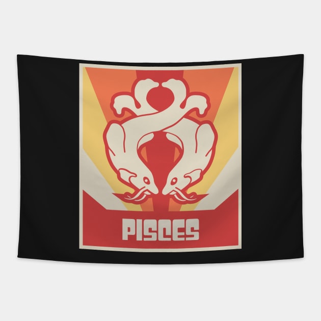 Pisces – Vintage Astrology Zodiac Tapestry by MeatMan