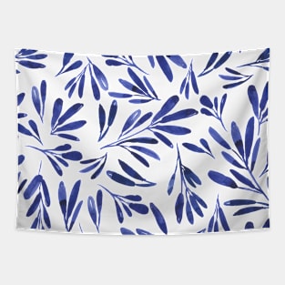 Blue Leaves Pattern Tapestry