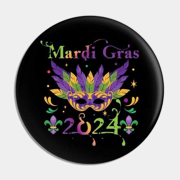 Mardi Gras 2024 Mask Costume Mask Mardi Gras 2024 Pin TeePublic   56397473 0 