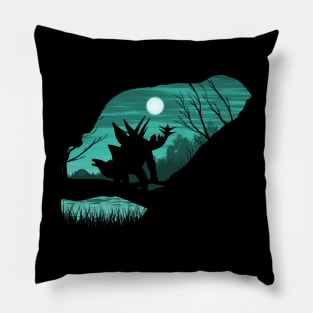 Stegausaur Sunset silhouette Pillow